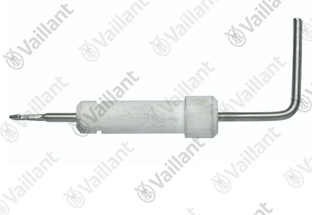 Vaillant Elektrode in stiftartiger Form mit einem schmalen Metallende und einem gebogenen Griff, verwendet zur Überwachung in Heiz- und Warmwassersystemen.